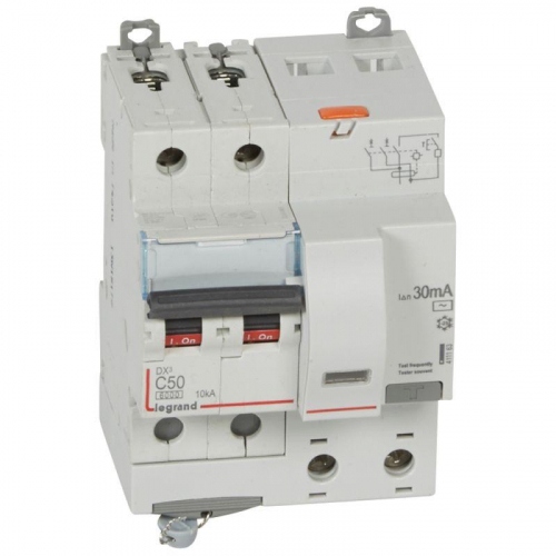 Выключатель автоматический дифференциального тока 2п C 50А 30мА тип AC 10кА DX3 4мод. Leg 411163 в г. Санкт-Петербург 
