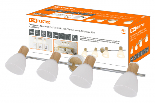 Светильник Спот, 4х40Вт, Е14, 230 В, 50 Гц, IP20, "Бутон", планка, ЭКО, сосна, TDM в г. Санкт-Петербург 