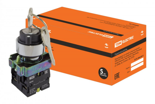 SQ0703-0009 Переключатель BG45 черный 2 положения с ключом 1з+1р TDM