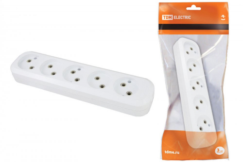 SQ1806-0034 Колодка розеточная 5 гнезд 2П б/з 10А 250В белая TDM