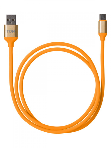 SQ1810-0314 Дата-кабель, ДК 14, USB - USB Type-C, 1 м, силиконовая оплетка, оранжевый, TDM