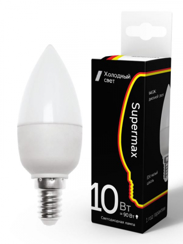 Лампа светодиодная Supermax 10Вт свеча 6400К E14 230В КОСМОС Sup_LED10wCNE1464 в г. Санкт-Петербург 