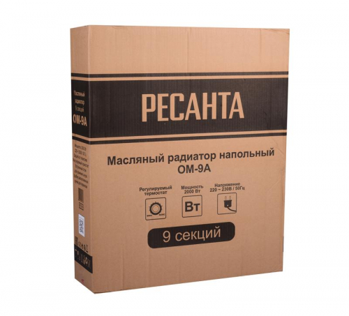 67/3/16 Радиатор масляный 2000Вт ОМ-9А Ресанта  фото 2