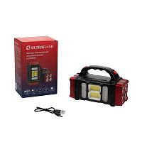 15951 Фонарь аккумуляторный LED38101 40LED+2COB 4 реж. Type-C PowerBank пластик коробка черн./малин. Ultraflash 