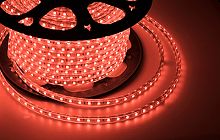 LED лента 220 В, 10х7 мм, IP67, SMD 2835, 60 LED/m, цвет свечения красный, бухта 100 м в г. Санкт-Петербург 