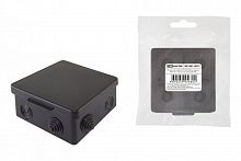 SQ1401-0912 Распаячная коробка ОП 80х80х50мм, крышка, IP54, 7вх., черная, инд. штрихкод TDM