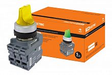 SQ0747-0072 Переключатель на 2 положения с фиксацией M2SS1-21Y короткая ручка(LED) d22мм/220B 1з+1р желтый TDM