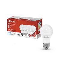 4690612047676 Лампа светодиодная LED-A60-VC 4PACK 12Вт 230В E27 6500К 1140лм (уп.4шт) IN HOME 