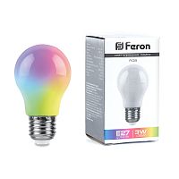 Лампа светодиодная Feron LB-375 E27 3W матовый RGB плавная сменая цвета 38118 в г. Санкт-Петербург 