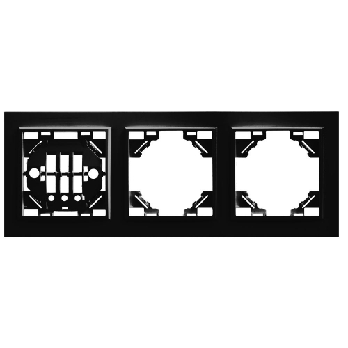 Рамка 3-местная горизонтальная STEKKER, PFR00-9003-03, серия Эрна, черный 39484 в г. Санкт-Петербург 