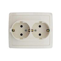 1590456-031 Розетка 2-м СП Simon15 16А IP20 250В с заземл. Schuko без защ. шторок винт. клеммы сл. кость Simon 