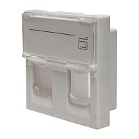 10-0302 Панель лицевая 2 порта 45х45 Keystone шторки откидное маркировочное окно SUPRLAN 
