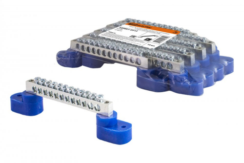 SQ0801-0313 Шина "N" нулевая 6х9мм на двух угл. изоляторах 12 групп никелированная TDM