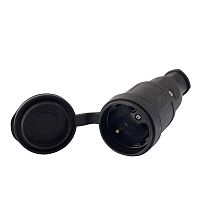 106-0400-0102/102 Разъем штепсельный 1х16А 2P+PE 220-240В IP44 с заглушкой каучук LEZARD 