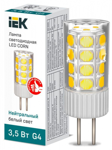 Лампа светодиодная Corn 3.5Вт капсульная 4000К нейтр. бел. G4 230В керамика IEK LLE-Corn-4-230-40-G4 в г. Санкт-Петербург 