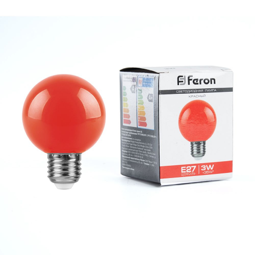 Лампа светодиодная Feron LB-371 Шар E27 3W красный 25905 в г. Санкт-Петербург 