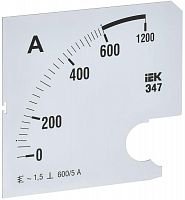 Шкала сменная для амперметра Э47 600/5А-1.5 96х96мм IEK IPA20D-SC-0600 в г. Санкт-Петербург 