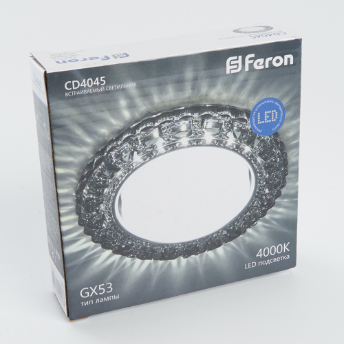 Светильник встраиваемый с белой LED подсветкой Feron CD4045 потолочный GX53 без лампы, серый, хром 41410 в г. Санкт-Петербург  фото 2
