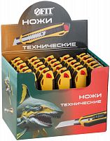 10249 Нож технический 18мм усиленный прорезиненный 2-х сторонняя автофиксация шоу-бокс FIT 