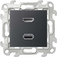 2411095-038 Розетка HDMI + USB 2.0 2-м СП Simon 24 IP20 коннектор механизм графит Simon 
