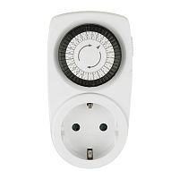 UL-00003765 Таймер механический UST-M10 WHITE с розеткой 220В 12/24ч 3500Вт Uniel 