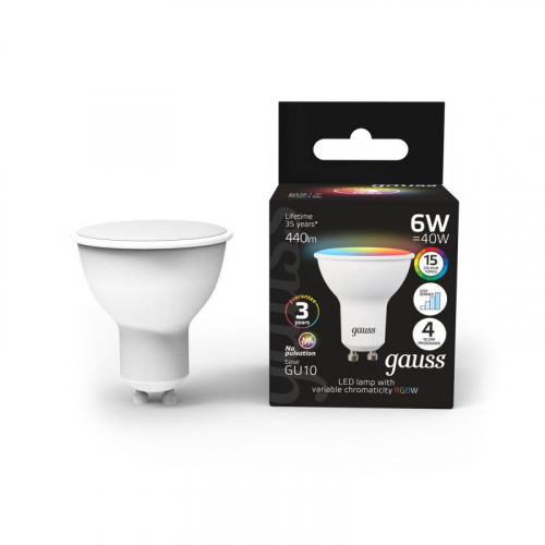 101106406 Лампа светодиодная Black 6Вт MR16 RGBW GU10 диммир. GAUSS 