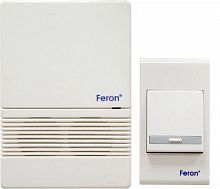 Звонок дверной беспроводной Feron T-168 Электрический 1 мелодия белый с питанием от батареек 23610 в г. Санкт-Петербург 