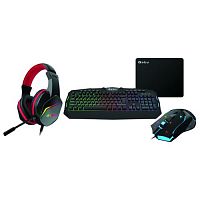 Б0060195 Комплект клавиатура и мышь GXZ990 игровой 1200-3600dpi + коврик + гарнитура черн. Intro 