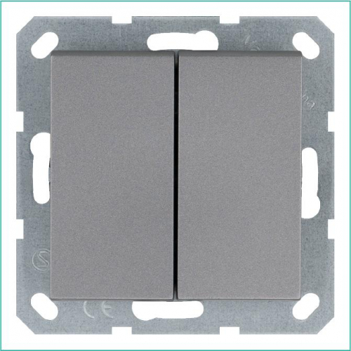 G3022S Переключатель проходной 2-кл. 10А IP20 механизм алюм. Jasmart 