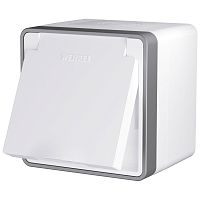 4690389164583 Розетка влагозащ. с зазем. с защит. крышкой и шторками Gallant (белая) W5071201