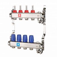 Коллекторная группа с расходомерами 1' х 4 выхода 3/4' НР евроконус с дренажным краном и воздухоотводчиком в г. Санкт-Петербург 