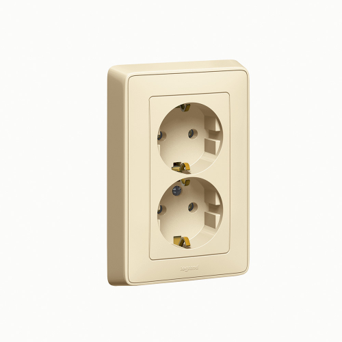 CARIVA Розетка двойная с заземлением бежевая Legrand/Daccord 773727