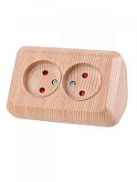 SQ1801-0442 Розетка угловая двойная 2П открытой установки с з/ш IP20 250В 10А сосна "Ладога" TDM