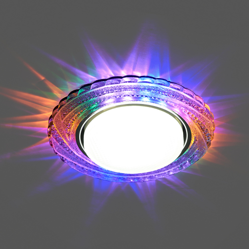 Светильник встраиваемый с белой LED подсветкой Feron CD4037 RGB потолочный GX53 без лампы, прозрачный, хром 41905 в г. Санкт-Петербург  фото 4