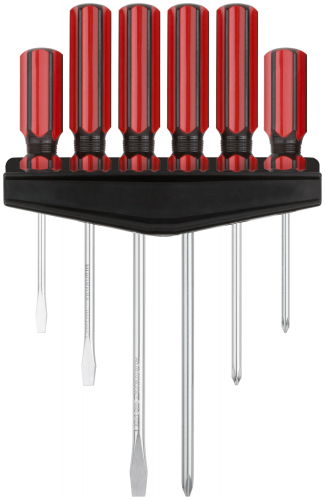 Отвертки CrV сталь, магнитный наконечник, красные пластиковые ручки, на держателе, набор 6 шт. в г. Санкт-Петербург 