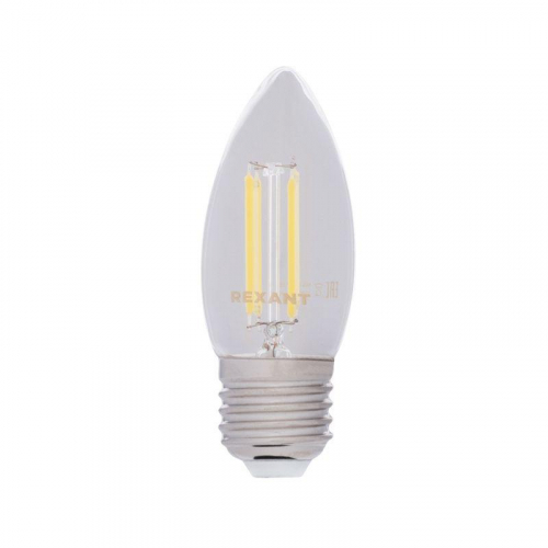 Лампа светодиодная филаментная 9.5Вт CN35 свеча прозрачная 4000К нейтр. бел. E27 950лм Rexant 604-094 в г. Санкт-Петербург  фото 4