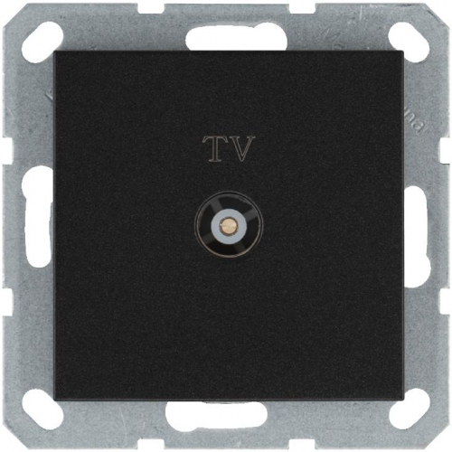 G6002B Розетка телевизионная проходная TV Ф9.5мм механизм антрацит Jasmart 