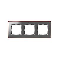 8201630-255 Рамка 3-м Simon82 Detail холодный алюм.; основание красн. Simon 