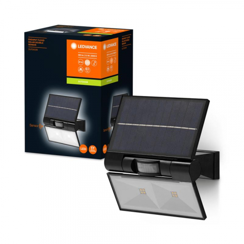 Светильник ENDURA FLOOD SOLAR DOUBLE SEN DG 2.9Вт 55Лм 3000К настенный темн. сер. LEDVANCE 4058075576636 в г. Санкт-Петербург 