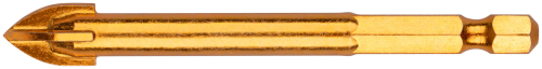 Сверло по кафелю, 4 режущие кромки, титановое покрытие, U-хвостовик под биту 10х84 мм в г. Санкт-Петербург 
