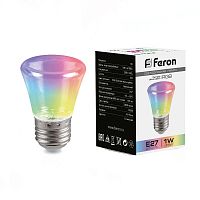 Лампа светодиодная Feron LB-372 Колокольчик прозрачный E27 1W RGB быстрая смена цвета 38131 в г. Санкт-Петербург 