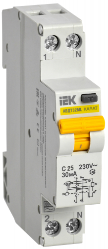 Выключатель автоматический дифференциального тока С 25А 30мА АВДТ32МL KARAT IEK MVD12-1-025-C-030 в г. Санкт-Петербург 