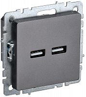 BR-U21-D31-K46 Розетка BRITE USB A+A 3.1А РЮ10-1-БрС механизм сталь IEK 