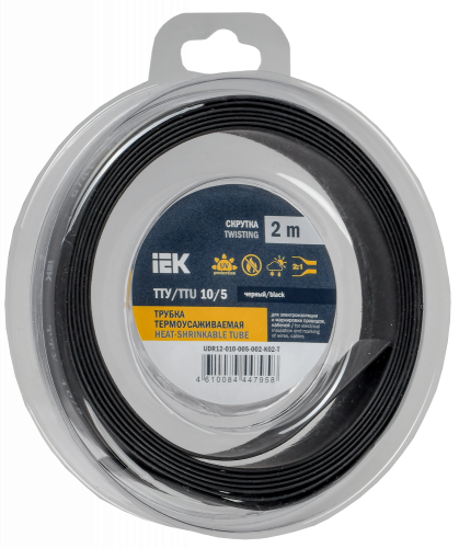 UDR12-010-005-002-K02-T Трубка термоусадочная ТТУ нг-LS 10/5 черн. (уп.2м) IEK 