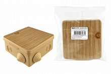 SQ1401-0712 Распаячная коробка ОП 80х80х50мм, крышка, "ЭКО" (сосна), IP54, 7вх. инд. штрихкод TDM