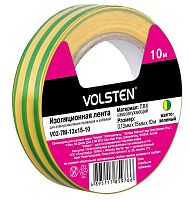 10287 Изолента V02-7М-13х15-10 0.13х15мм (рул.10м) желт./зел. Volsten 