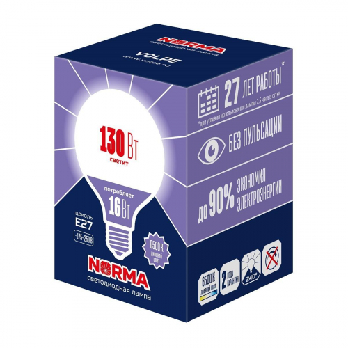 Лампа светодиодная Volpe E27 16W 6500K матовая LED-G95-16W/6500K/E27/FR/NR UL-00010995 в г. Санкт-Петербург 