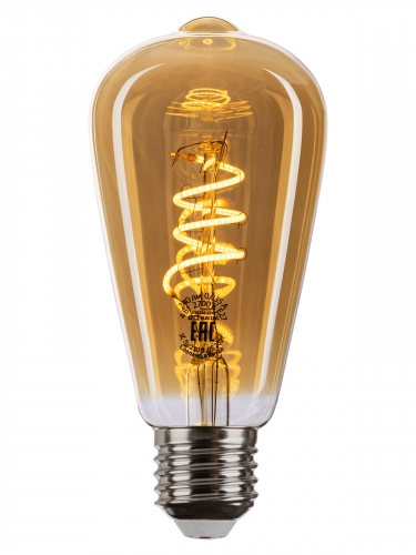 Лампа светодиодная «Винтаж» золотистая ST64 (со спиралью), 4 Вт, 230 В, 2700 К, E27 (конус) TDM в г. Санкт-Петербург 