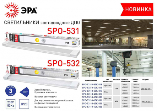 Потолочный светодиодный светильник ЭРА SPO-532-0-40K-018 Б0045362 в г. Санкт-Петербург  фото 2