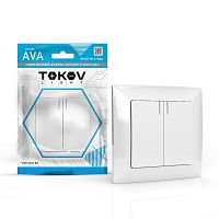 TKL-AV-V2IF-C01 Выключатель 2-кл. СП AVA 10А IP20 с индикатором в сборе бел. TOKOV ELECTRIC 